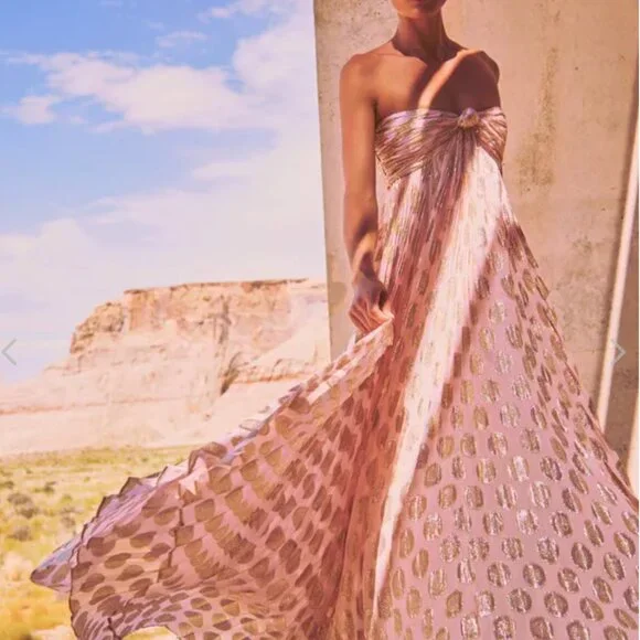 Alexis Maryana Maxi Dress Gown S/M/L Murex Pink Blush Gold Vacation - Picture 4 of 10